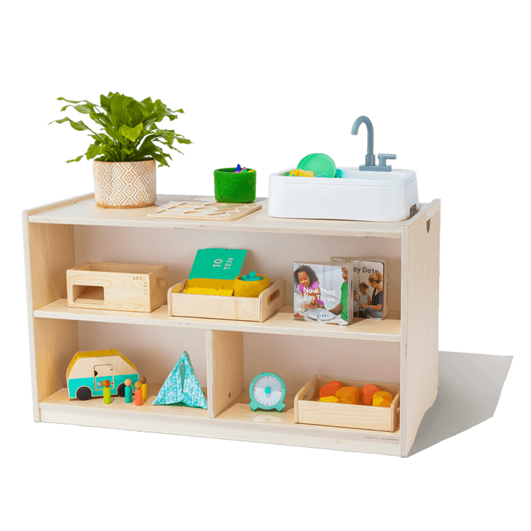 Montessori shelf with toys